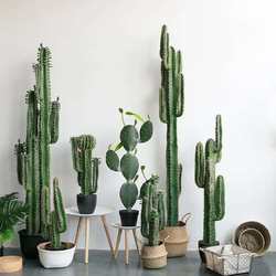 Simulated green plant cactus column floor measuring ruler potted indoor Nordic decoration tropical plant ornaments high simulation