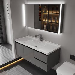 Cream style bathroom cabinet ceramic integrated basin smart mirror cabinet washbasin cabinet combination washbasin bathroom