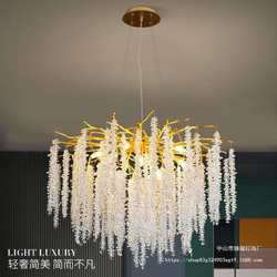 Villa living room crystal chandelier light luxury restaurant bar island lamp designer bedroom water drop branch chandelier