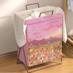 Storage Basket for Household Dirty Clothes, Iron Frame Laundry Basket, Clothes Basket, Dirty Toys, Bathroom Waterproof Foldable Basket