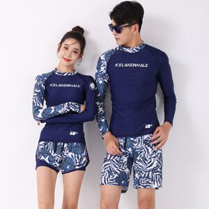 
Couple swimsuit a split long-sleeved sun protection suit surfing suit women's swimsuit men's beach shorts snorkeling and diving