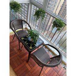 Balcony rattan chair three-piece set outdoor leisure small tea table back chair small tea house tea table and chair combination