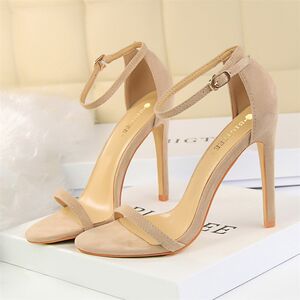 
2024 new women's fashion sandals for outer wear, fashionable and versatile, F stiletto heel, suede open toe, strappy high heels for summer