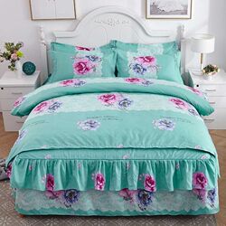 Wedding bedding four-piece set wedding bright red new wedding bed skirt brushed bed sheet quilt cover sleeping naked