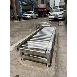 Unloading slide, beverage, beer and frozen product handling tool, unpowered roller conveyor slide, unloading pulley
