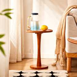 Living room simple bedroom solid wood home round table sofa balcony coffee table small apartment corner table coffee mobile table
