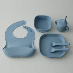 Food grade silicone children's tableware square plate