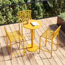 Outdoor wrought iron high table stools garden courtyard cafe milk tea shop bar table and chair combination high back chair