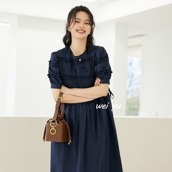 Weiyu plus size women's French retro dress 2024 new summer design elegant slimming loose skirt