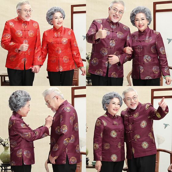 
Birthdays and birthdays for middle-aged and elderly people, Tang suit jackets, couples outfits, Chinese style grandpa outfits, men's long-sleeved cotton coats, autumn and winter
