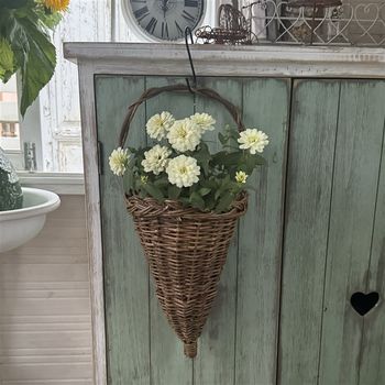 
Willow woven wall hanging flower basket semi-conical hanging flower planting gardening decoration home balcony pastoral style