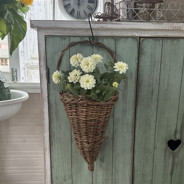 
Willow woven wall hanging flower basket semi-conical hanging flower planting gardening decoration home balcony pastoral style