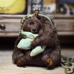 2026 Popular Russian Brown Bear Plush Toy Coin Purse Bag Pendant as a New Year Gift for Girls