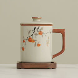 Everything Goes Well with You Ru Kiln Tea Water Separation Cup Personal Ceramic Tea Brewing Cup Household Cup with Lid and Filter Birthday Gift