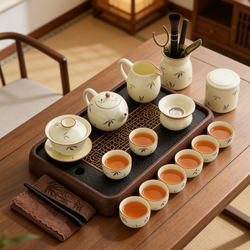 2026 New Model Complete Kung Fu Tea Set for Home Use, Ceramic Teapot and Teacups, Light Luxury High-End Tea Brewing Set