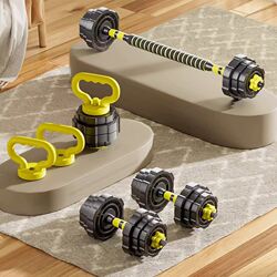 Dumbbell men's fitness home exercise 20 kg barbell kettlebell set adjustable weight equipment removable