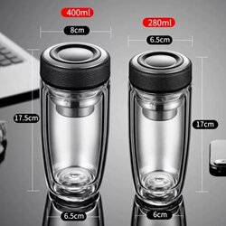 Tempered Glass Cup, Anti-Fall, Unbreakable, Large Set, Explosion-Proof, Portable for Men and Women, Insulated, Suitable for Business Trips, with Filter for Making Tea