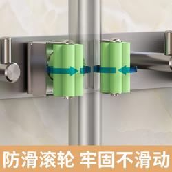 Traceless broom balcony bathroom 30 strong rack wall hanging bathroom wall stainless steel 4 nail-free adhesive hooks mop rack