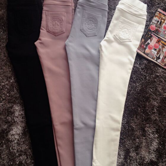 
New spring and summer black high-waisted multi-color outer leggings with slim feet, fashionable and versatile autumn and winter plus velvet pencil pants