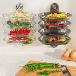 Suction cup food preparation rack new kitchen side dish plate punch-free wall-mounted storage household dish plate multi-layer tray storage