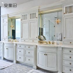 French cream style bathroom cabinet combination customized solid wood light luxury washbasin European and American bathroom wash basin basin