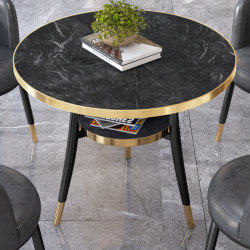 Modern simple negotiation table and chairs light luxury balcony casual reception coffee milk tea shop dining table double-layer small round table