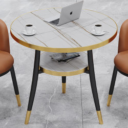 Modern simple negotiation table and chairs light luxury balcony casual reception coffee milk tea shop dining table double-layer small round table