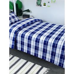 Blue and white plaid bed sheet quilt cover three-piece set junior and senior high school student dormitory single bedding quilt set six pieces 1