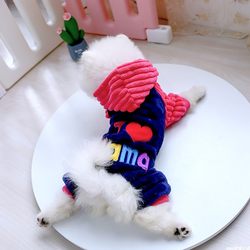 Dog clothes Teddy Bichon pet clothing coral velvet four-legged clothes Pomeranian cute spring autumn winter soft cotton clothes