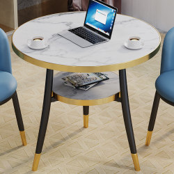 Modern simple negotiation table and chairs light luxury balcony casual reception coffee milk tea shop dining table double-layer small round table
