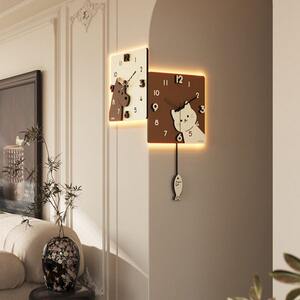 
Internet celebrity cat and dog creative corner clock 2024 new double-sided sun corner wall clock living room cream corner clock wall hanging