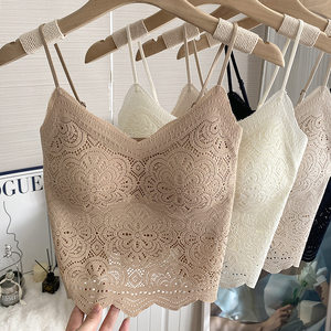 
Liquid foundation invisible beauty back sling bra integrated early autumn lace vest women's underwear with breast pads