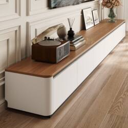 Solid Wood Tv Cabinet Living Room 2025 New Model Coffee Table Combination Floor-Standing Wood Grain Countertop Living Room Small Apartment Storage Cabinet