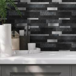 Background Wall Aluminum-Plastic Panel Mosaic Metal Brushed Glass Mosaic Wall Sticker Decoration Self-Adhesive Tile High Temperature Resistant