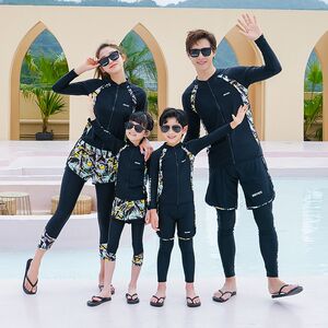 
Korean version of parent-child series swimsuit long pants long-sleeved sun protection wetsuit for boys and girls split couple mother-daughter family swimwear
