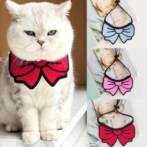 
Cat scarf pet scarf decoration collar bow cute dog saliva scarf silver gradient blue cat teddy