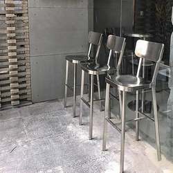 Modern simple brushed high chair stainless steel bar bar back chair internet celebrity cafe front desk high chair q/