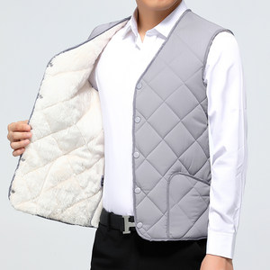 
2023 new down cotton vest men's autumn and winter warm vest middle-aged and elderly daddy wear plus velvet thickened large size horse