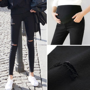 
Pregnant women's pants to wear as outerwear, nine-point thin pants with holes, spring, autumn and winter, early pregnancy, spring leggings, denim spring clothes