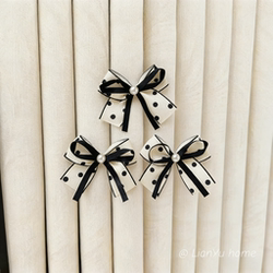 Curtain Modification DIY Decorative Accessories Polka Dot Double-Layer Pearl Bow Pin Tulle Curtain Door Decoration Hanging Ornament