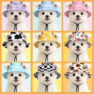 Dog and cat sunshade caps to prevent off -exposed ears can adjust the rope buckle fisherman hat pet supplies
