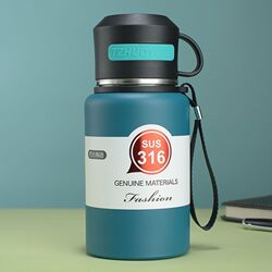 Large-Capacity Double-Layer Vacuum Insulated Cup with 316 Stainless Steel Inner Bottom, Suitable for Sports, Outdoor Travel, and Leak-Proof Water Bottle