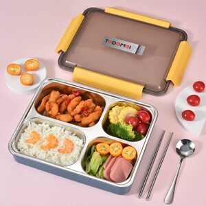 
The large special four-fifth grid stainless steel lunch box microwave oven can be used as an insulated lunch box for students.