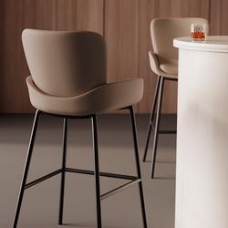 Nordic backrest leather bar chair household light luxury wrought iron high chair bar chair cafe modern simple bar chair
