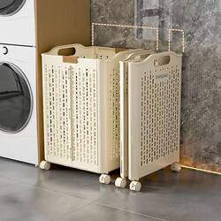 Household Dirty Laundry Basket, Foldable Dirty Clothes Hamper, Large Capacity Storage Basket with Wheels for Bathroom