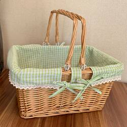 Wicker Storage Basket, Handle Basket, Fruit Basket, Woven Picnic Basket