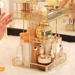Xinjiang Free Shipping High-End Rotating Cosmetics Storage Box Glass Dressing Table Perfume and Skin Care Product Storage Rack Desktop Organizer