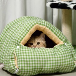 Cat Nest Is Warm in Winter, Semi-Enclosed, Removable and Washable, Fleece-Lined, Suitable for All Seasons, Cat Nest, Cat Bed, Cat House, Kitten Nest Mat