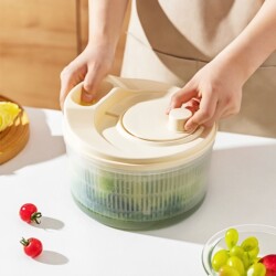 Salad Vegetable Dehydrator, Household Water Draining and Spinning Dryer, Manual Fruit Water Draining Basket, Kitchen Tool, Vegetable Washing Basin Gadget