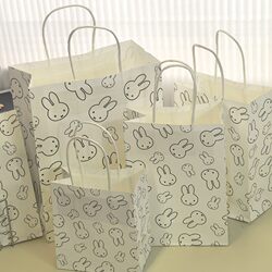 Full-Screen Cartoon Miffy Rabbit Gift Bag, Thickened Cute Packaging Bag, Material Bag, High-Value Minimalist Tote Bag